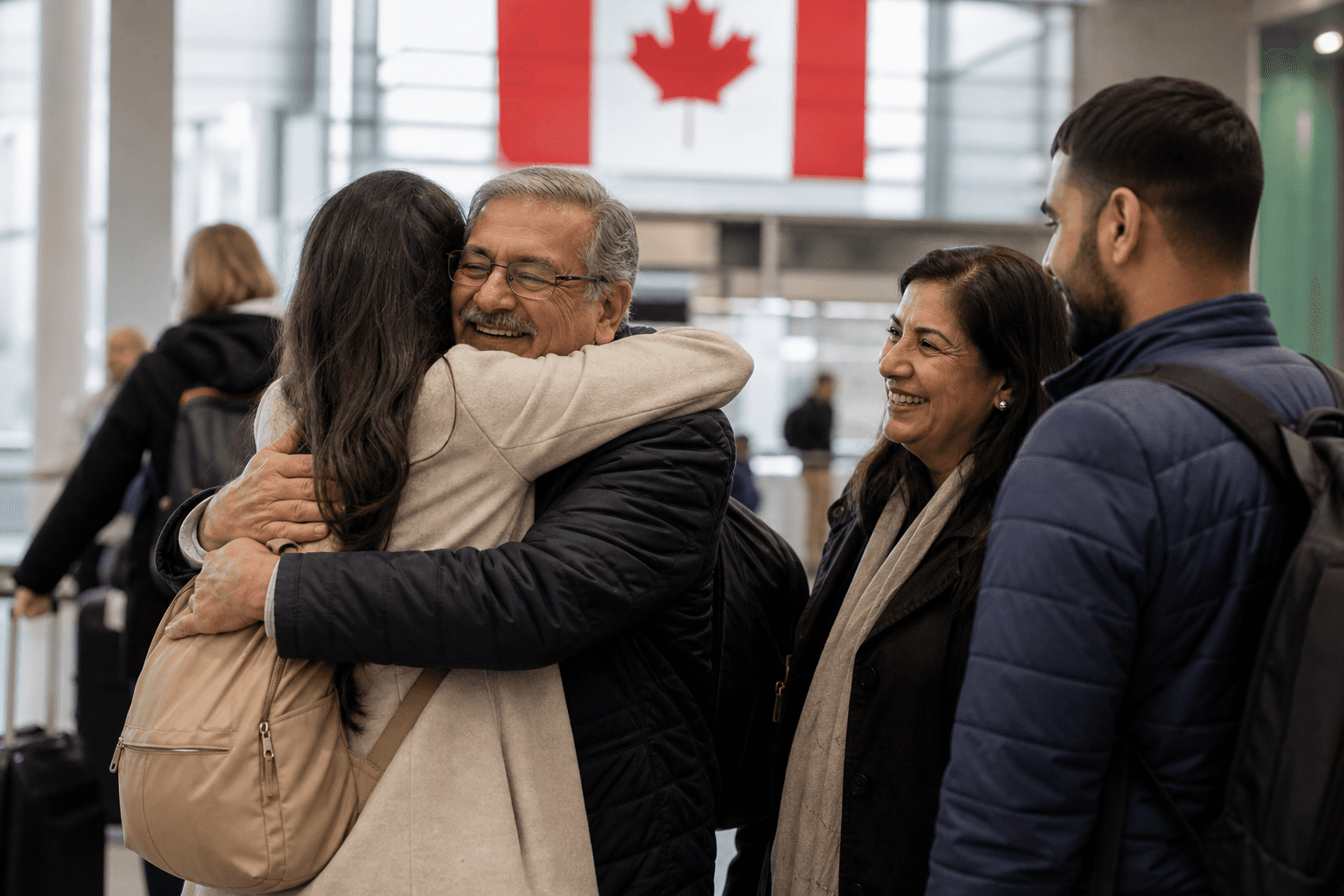 Family reunited after arriving in Canada